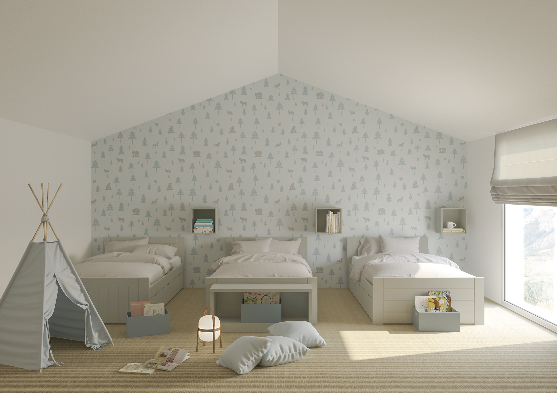 Letto singolo con letto estraibile e cassetti