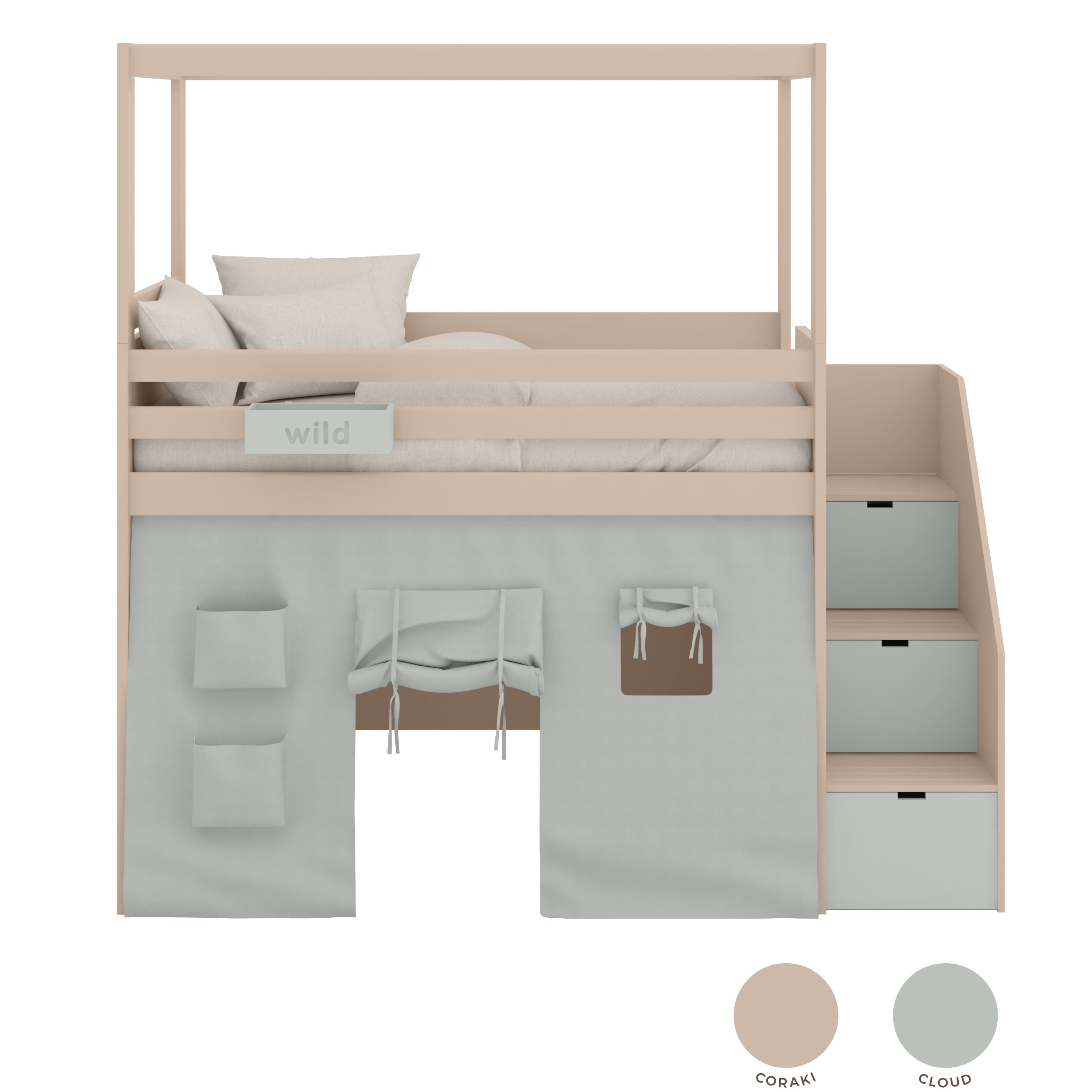 Hotchbett mit Stauraum