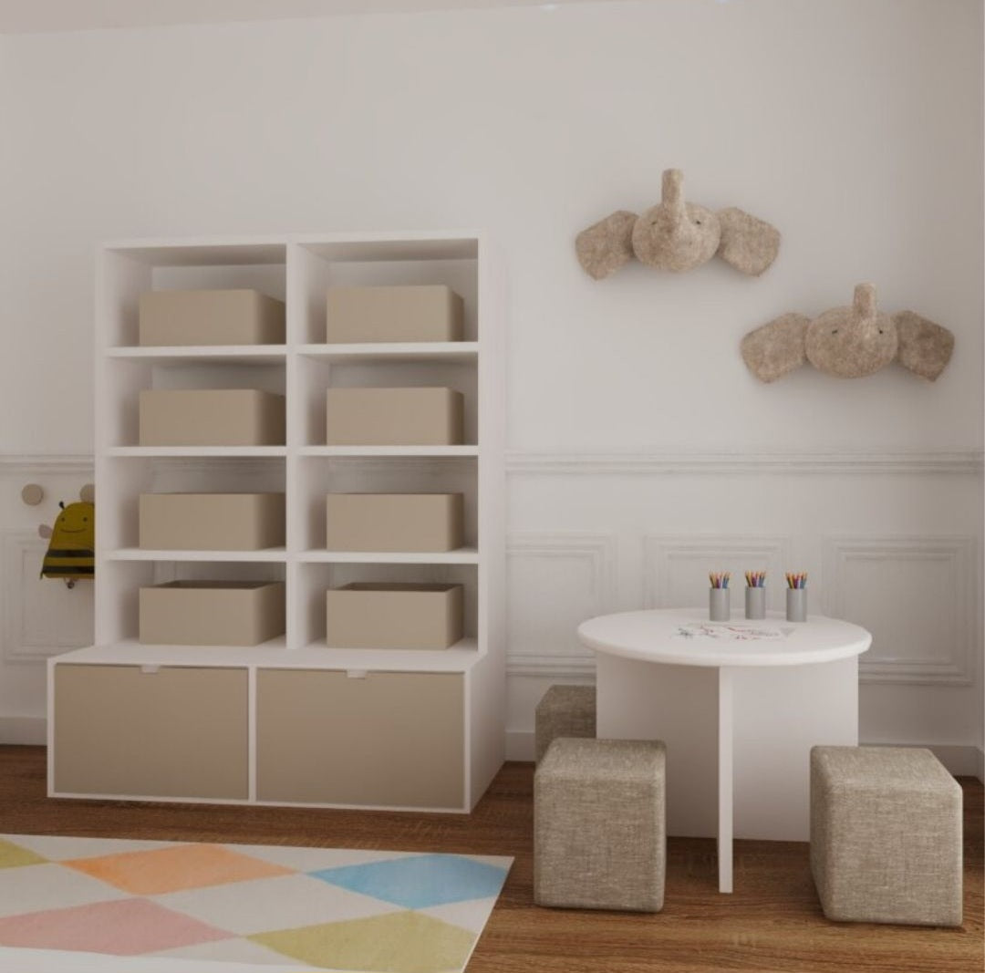 Bookcase with containers
