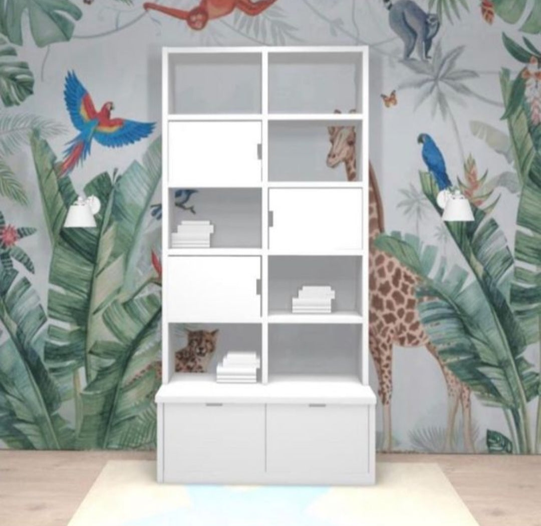 Bookcase with containers
