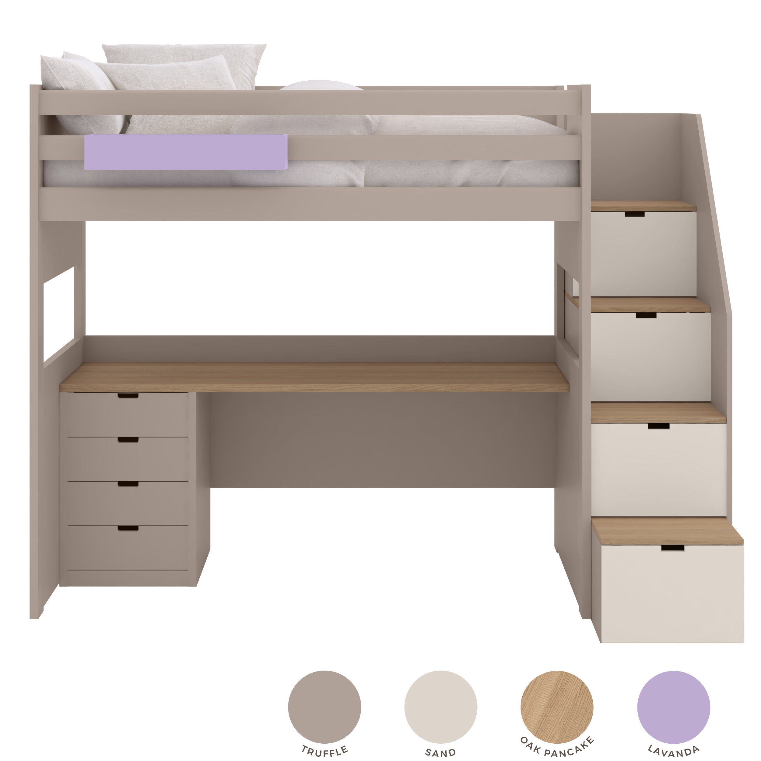 Hoogslaper XL met opbergladder en bureau 'Alles-in-één –1'