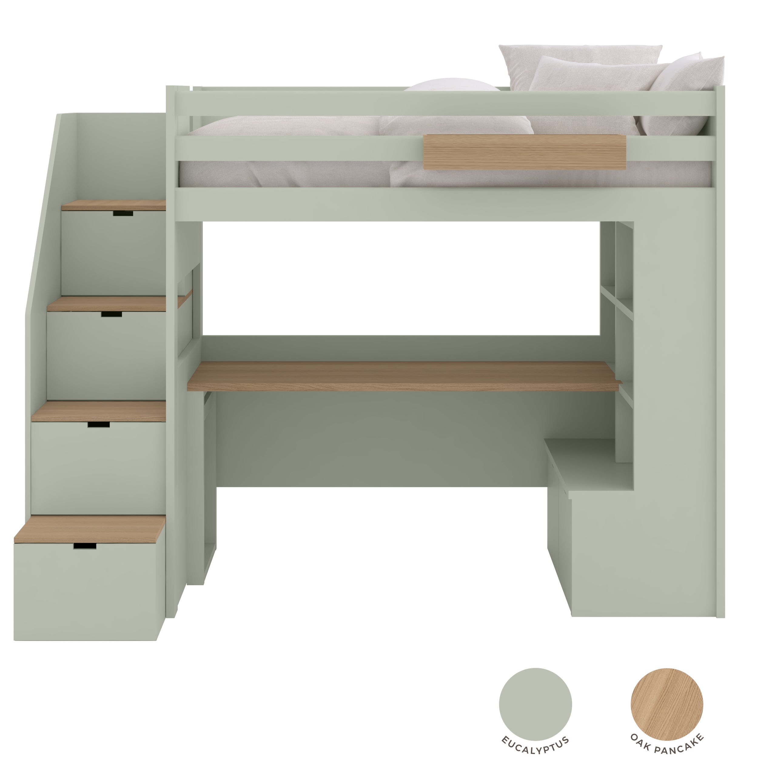 Letto a Soppalco XL Loft con libreria e contenitore
