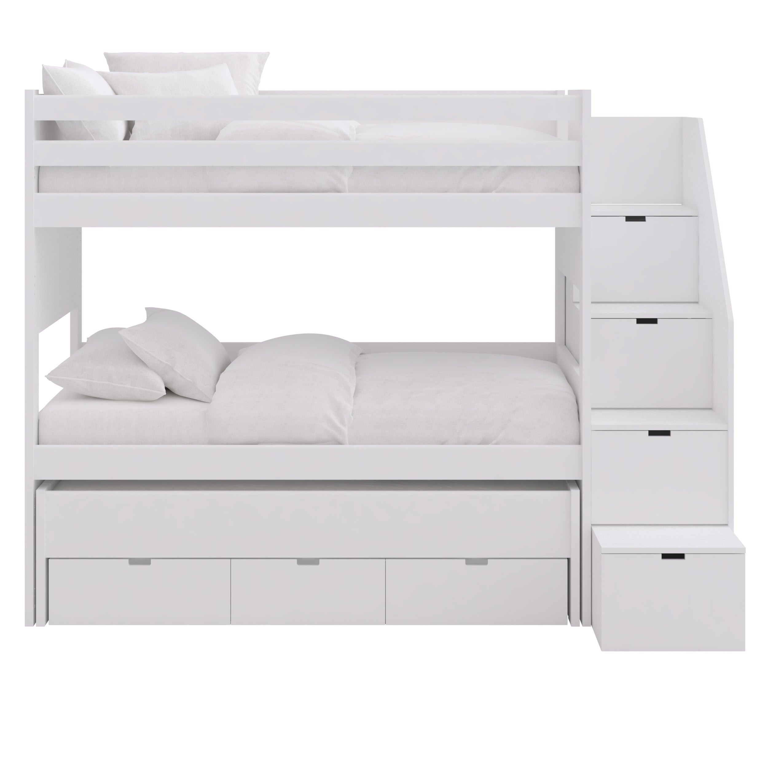 Stapelbed XL met verrijdbaar onderschuifbed en opbergladder
