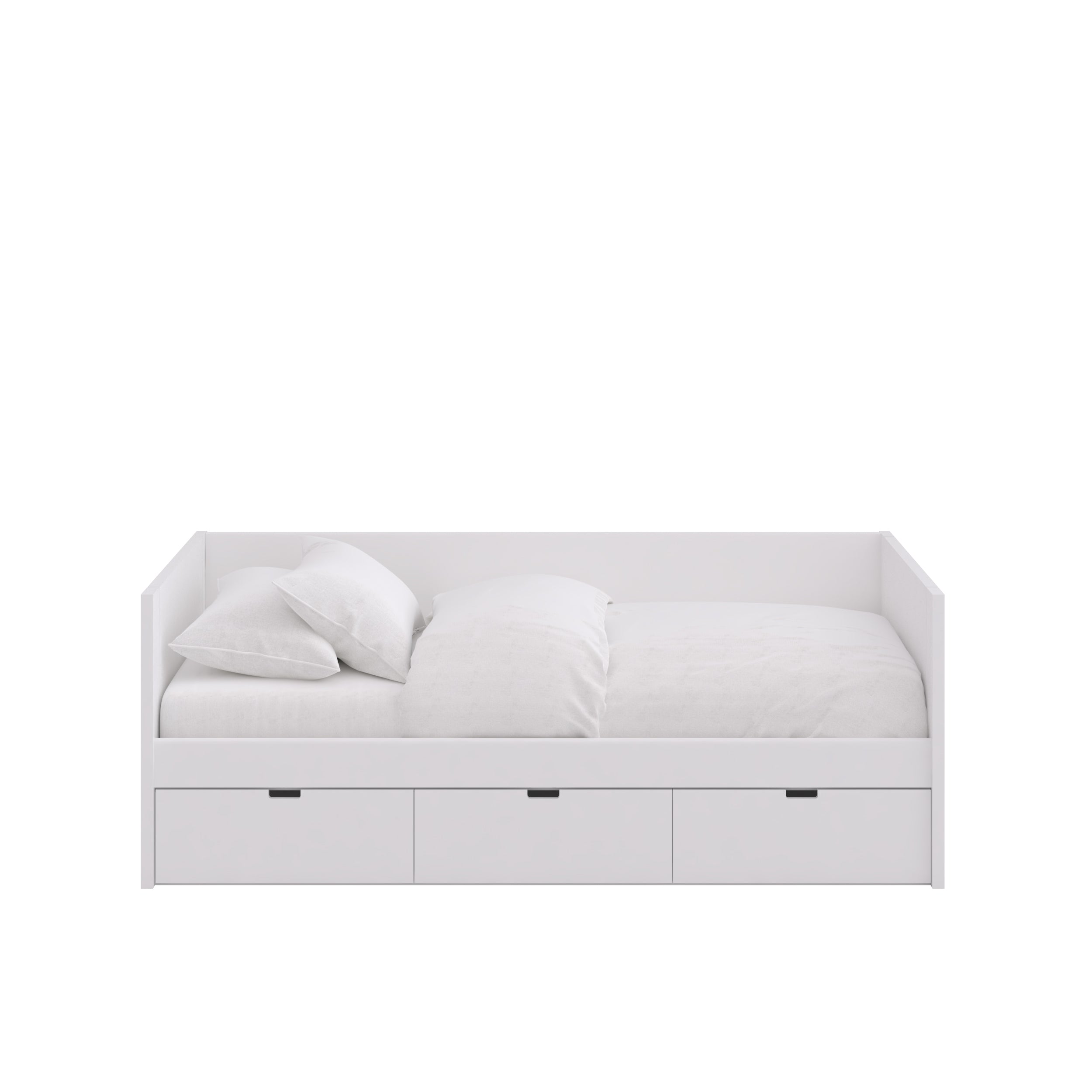 Letto singolo con letto aggiuntivo con fregio e cassetti