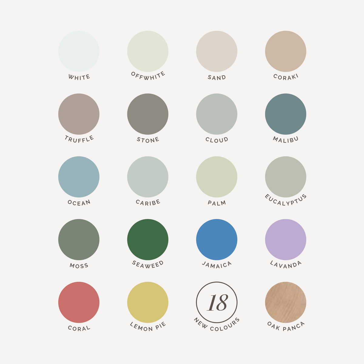 Carta de colores de MUBA: 18 colores nuevos