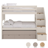 XL bunk bed with mobile trundle and storage steps