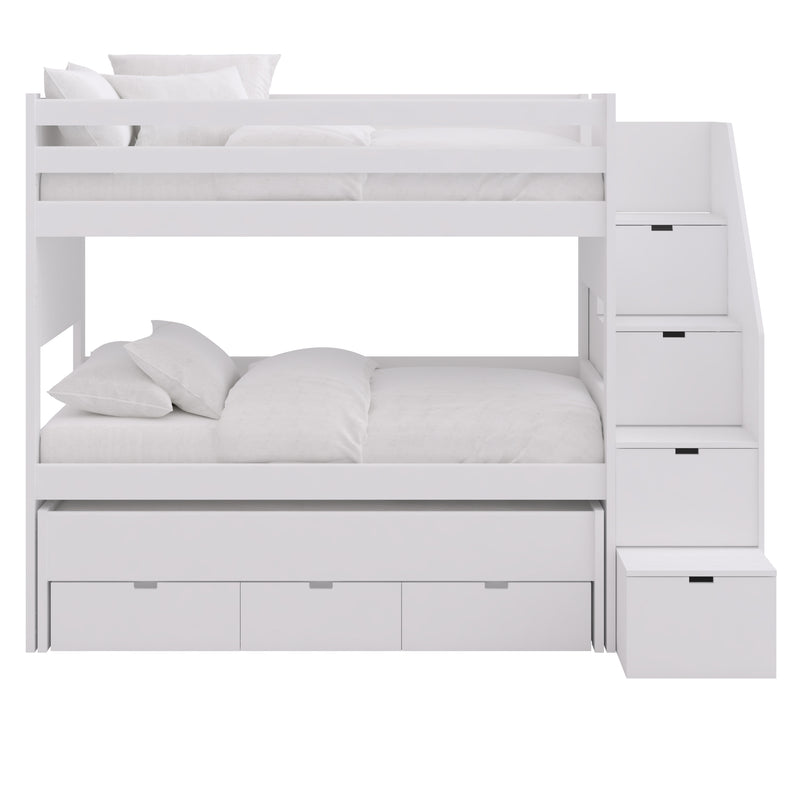 XL bunk bed with mobile trundle and storage steps