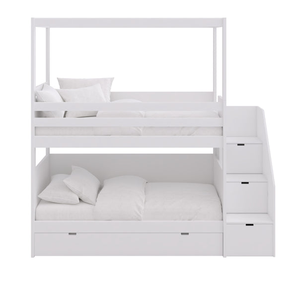 Bunk bed with Canopy, storage ladder and extra pull-out bed 